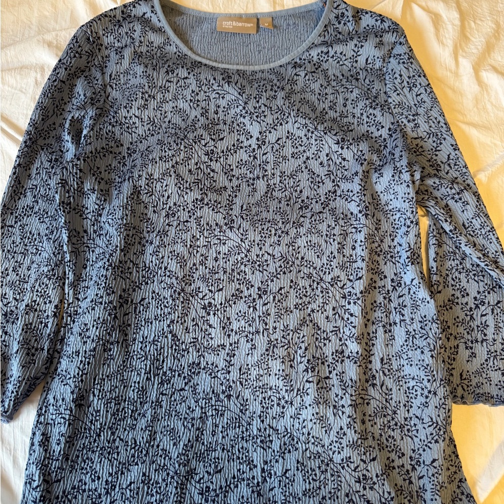 Croft & Barrow Blue and Black Patterned Top